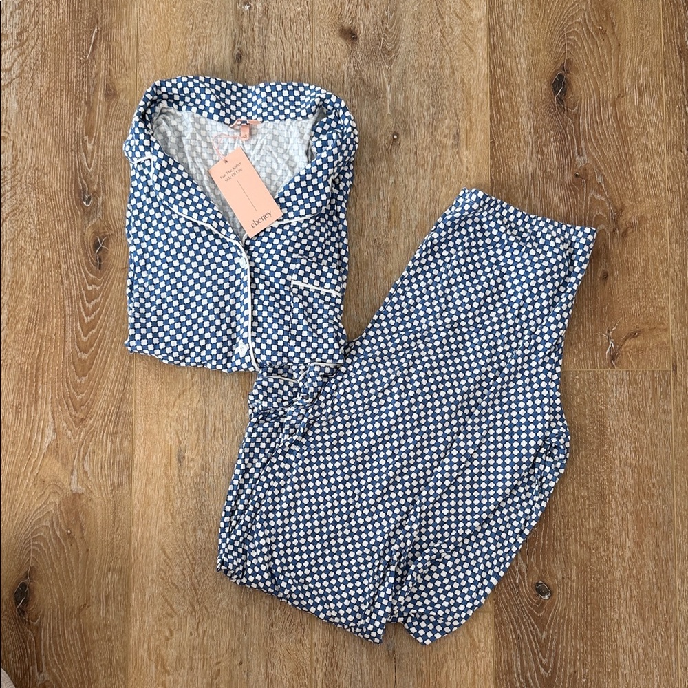 Eberjey Blue and White Polka Dot Pajama Set